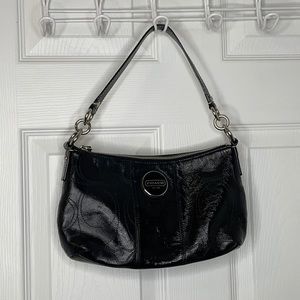 Vintage Coach black patent leather shoulder bag